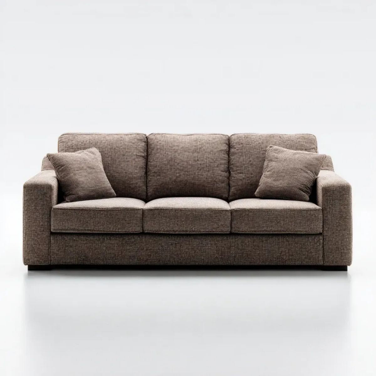 Trzyosobowa sofa brązowa z tapicerką poliestrową 220 x 95 x 88 cm