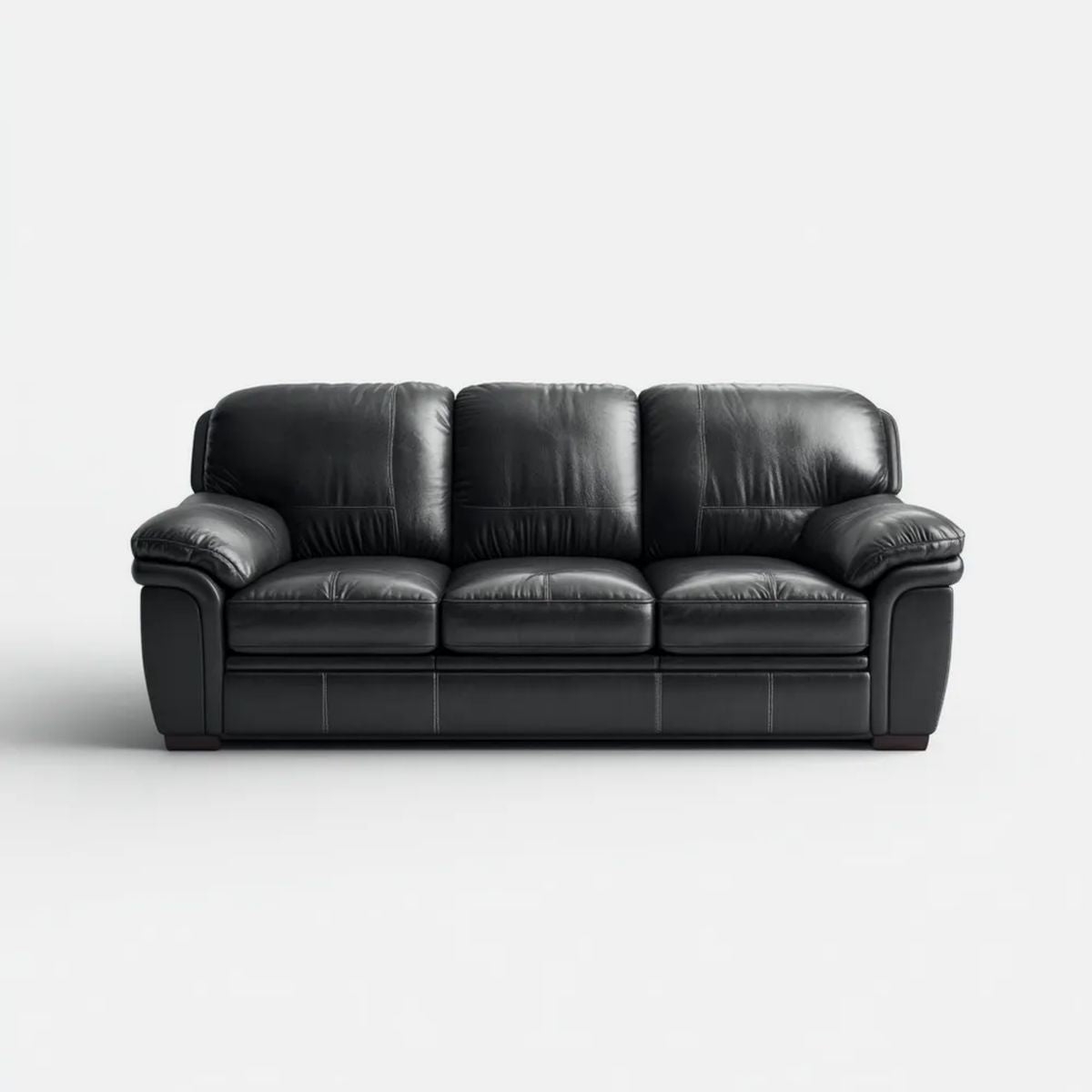 Czarna sofa trzyosobowa z tapicerką PU 210 x 90 x 90 cm