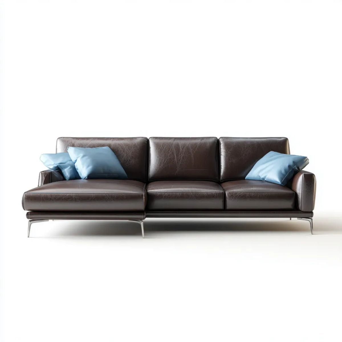 Trzyosobowa sofa brązowa z tapicerką z PU, 230 x 90 x 85 cm