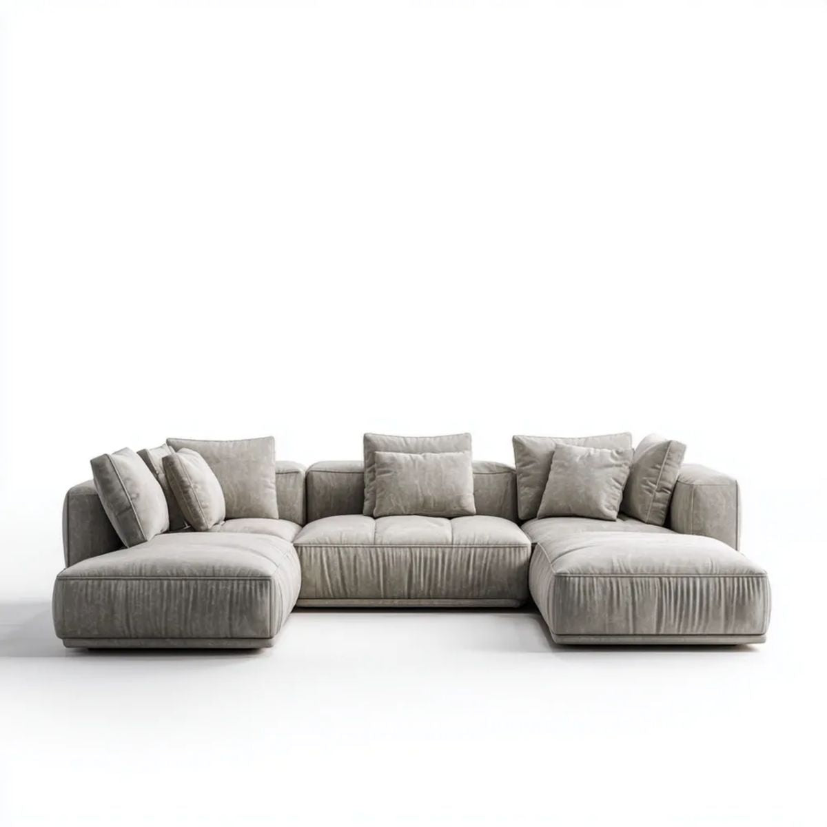 Modułowa sofa w kształcie litery U z aksamitu poliestrowego, szara, 330 x 170 x 85 cm