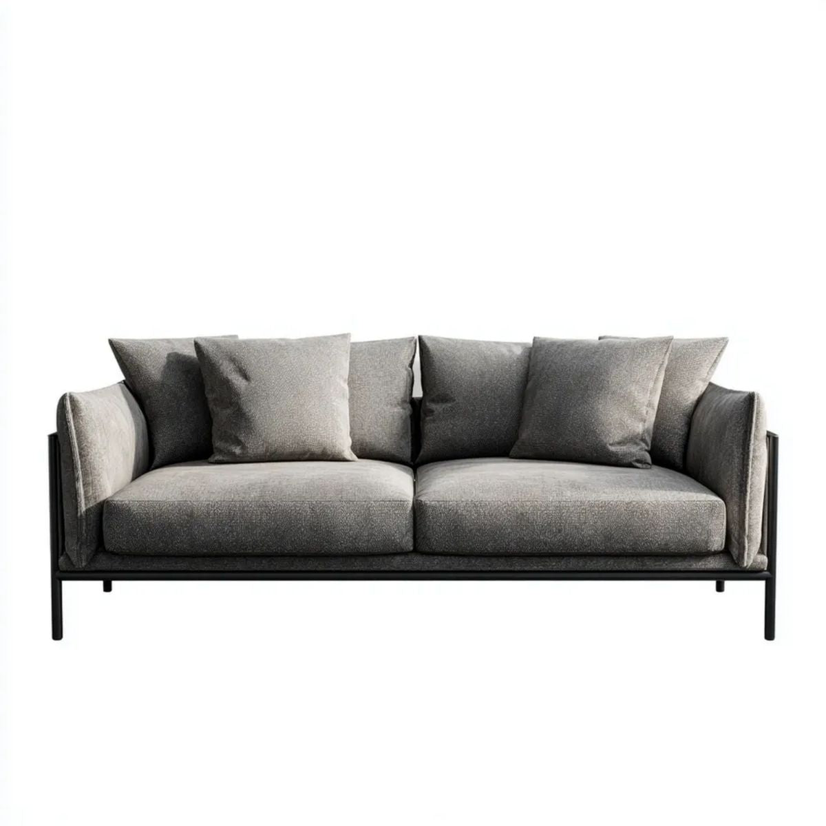 Trzyosobowa sofa szara z tapicerką poliestrową i stalową ramą, 200 × 85 × 78 cm