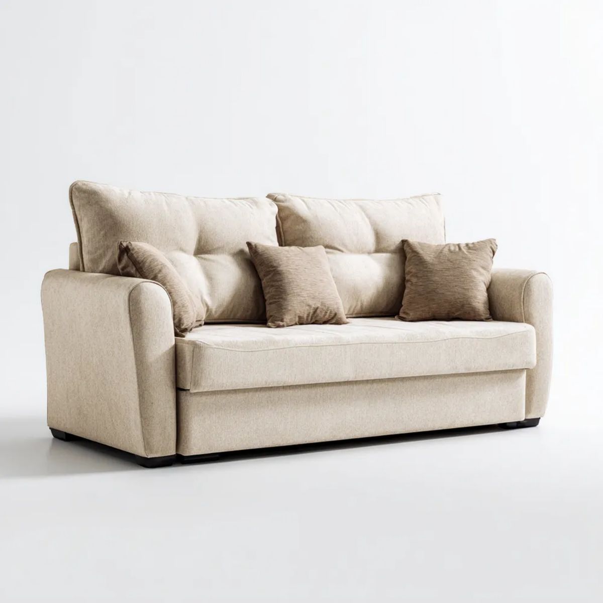 Beżowa sofa dwuosobowa z tapicerką poliestrową 180 x 90 x 85 cm