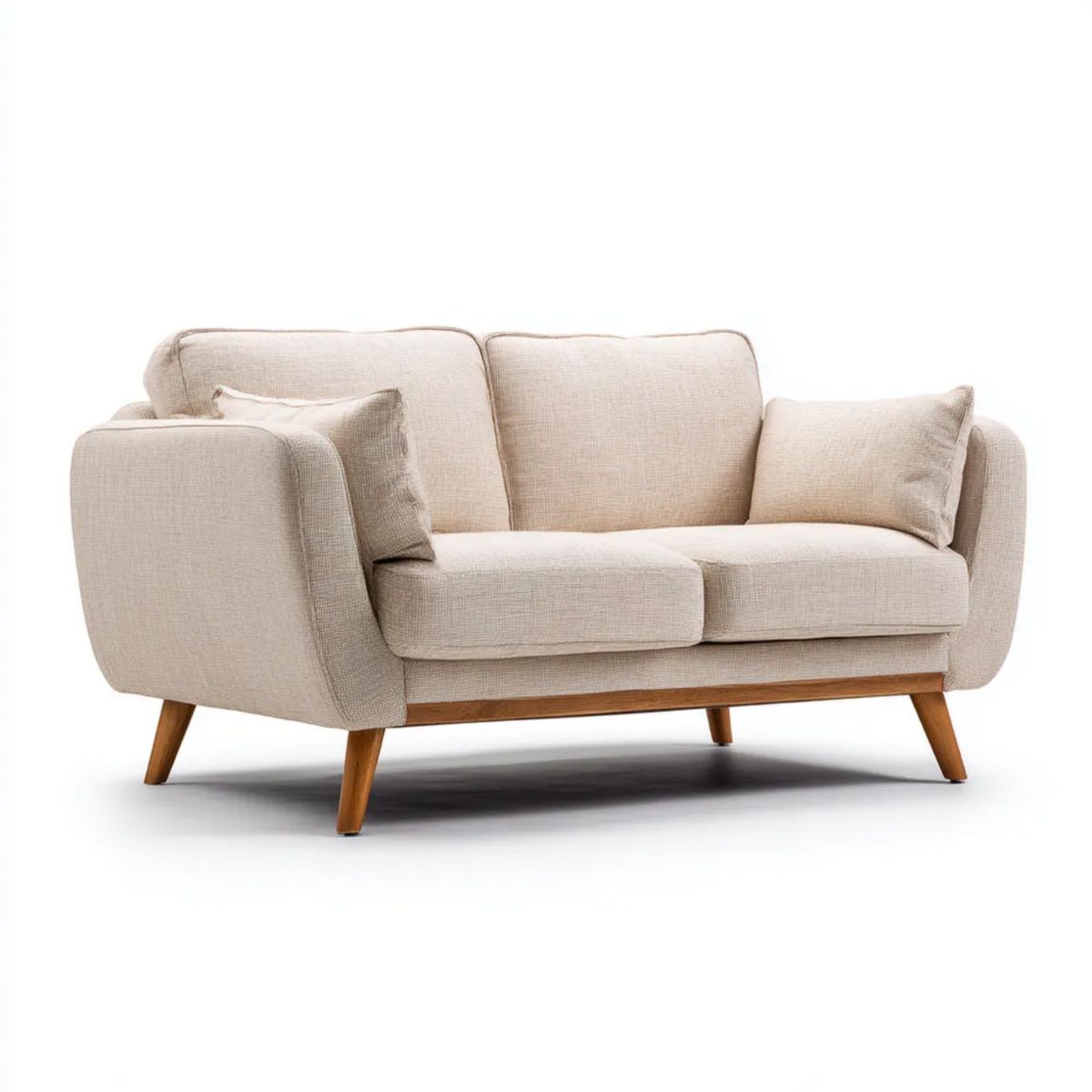 Sofa dwuosobowa beżowa z tapicerką poliestrową 180 x 86 x 84 cm
