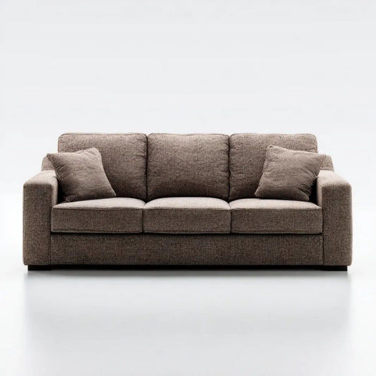 Trzyosobowa sofa brązowa z tapicerką poliestrową 220 x 95 x 88 cm