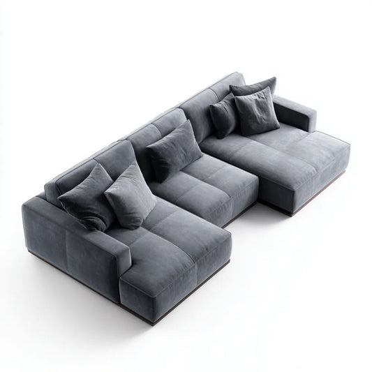 Modułowa sofa narożna w kształcie U z weluru ciemnoszara 320 x 210 x 85 cm