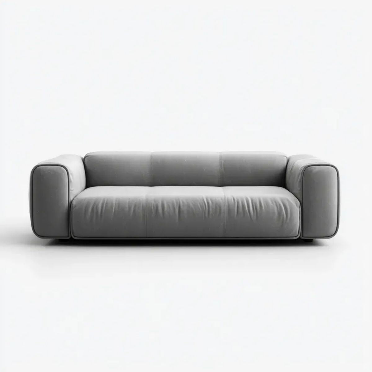 Trzyosobowa sofa z tapicerką PU, szara, 220 x 95 x 72 cm