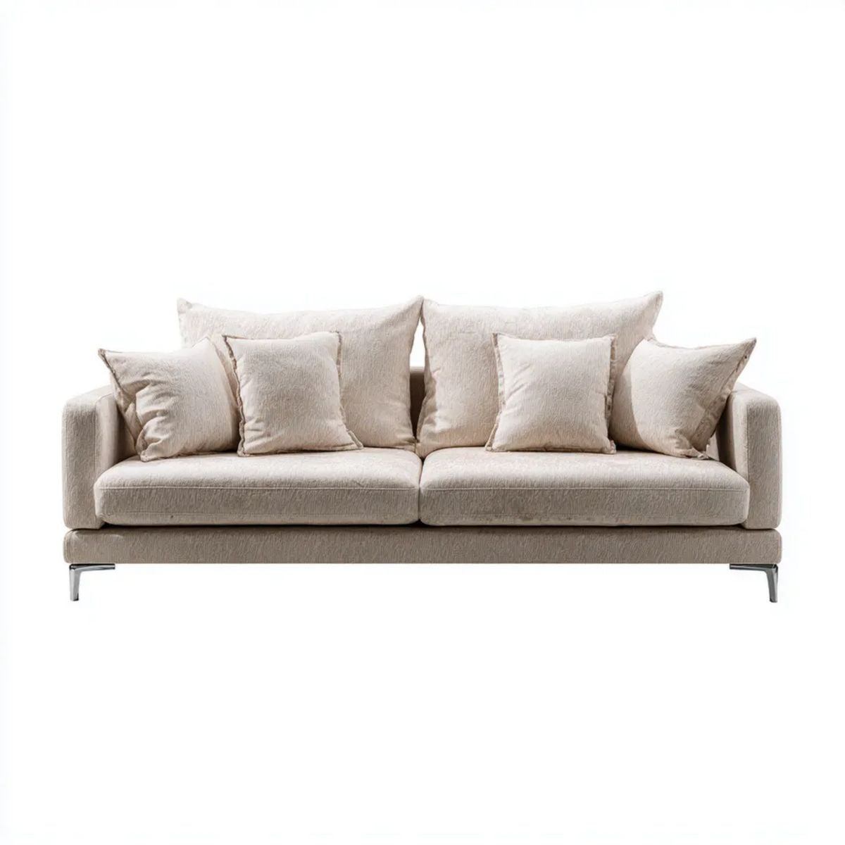 Trzyosobowa sofa beżowa z poliestru 230 x 95 x 85 cm