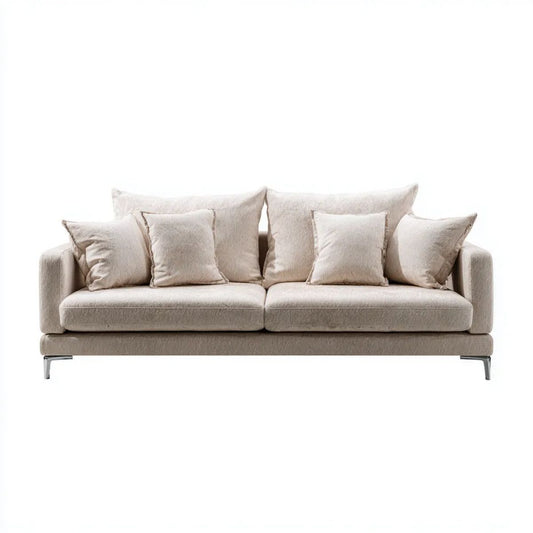 Trzyosobowa sofa beżowa z poliestru 230 x 95 x 85 cm