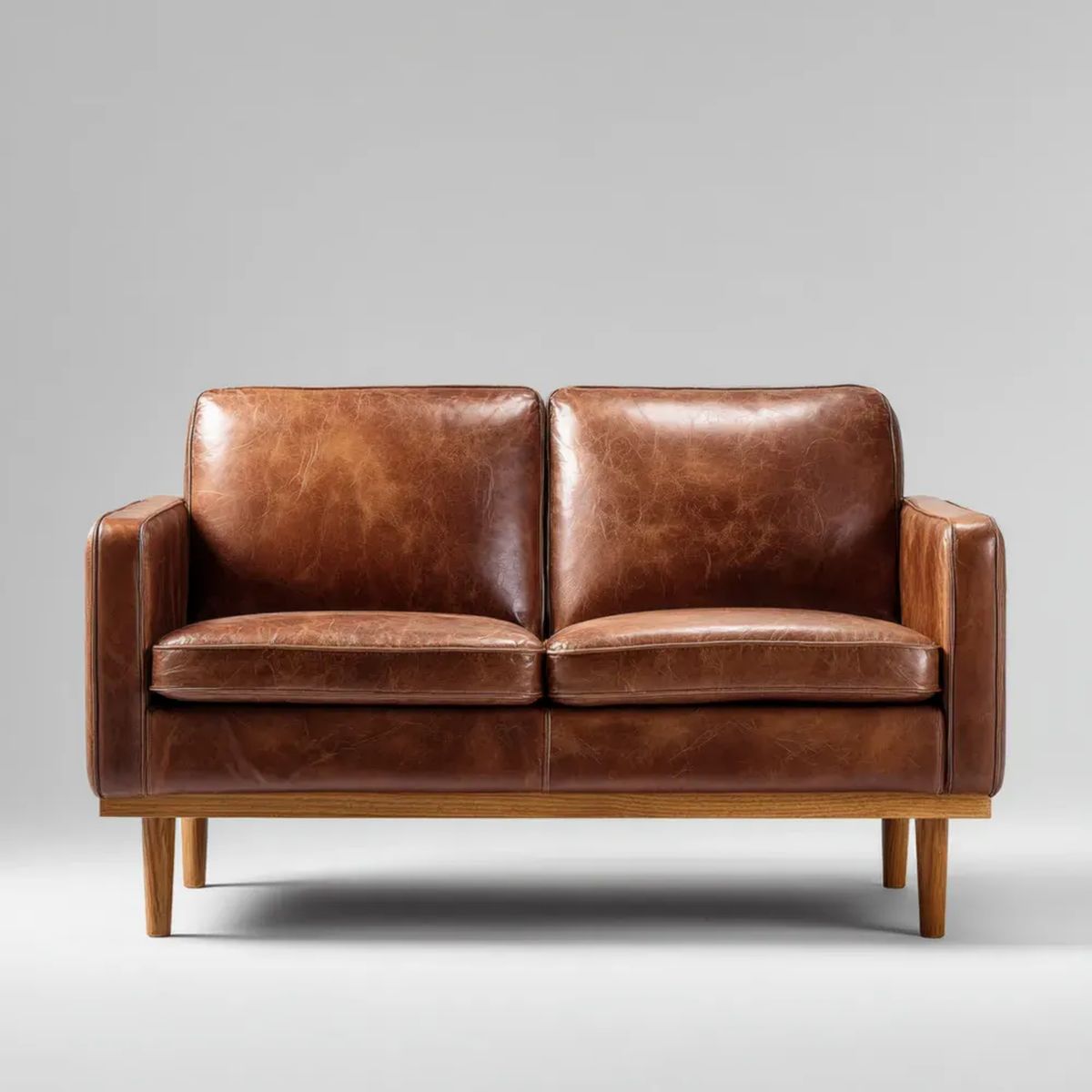 Dwuosobowa sofa z ekoskóry brązowa 140 x 80 x 82 cm