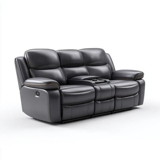 Dwuosobowa sofa z elektryczną funkcją relaks, czarna skóra syntetyczna PU, 190 x 95 x 100 cm