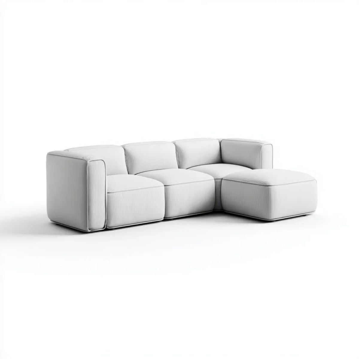 Modułowa sofa narożna prawostronna w kształcie L z poliestru, jasnoszara, 250 × 165 × 70 cm