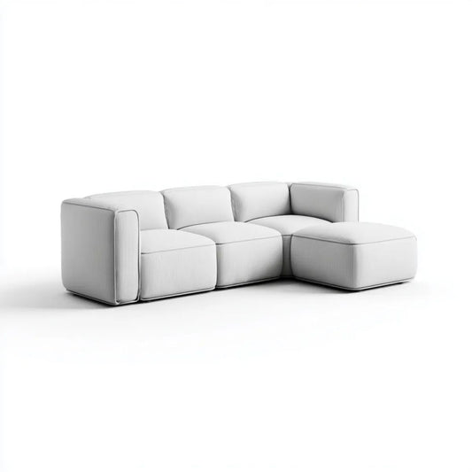 Modułowa sofa narożna prawostronna w kształcie L z poliestru, jasnoszara, 250 × 165 × 70 cm