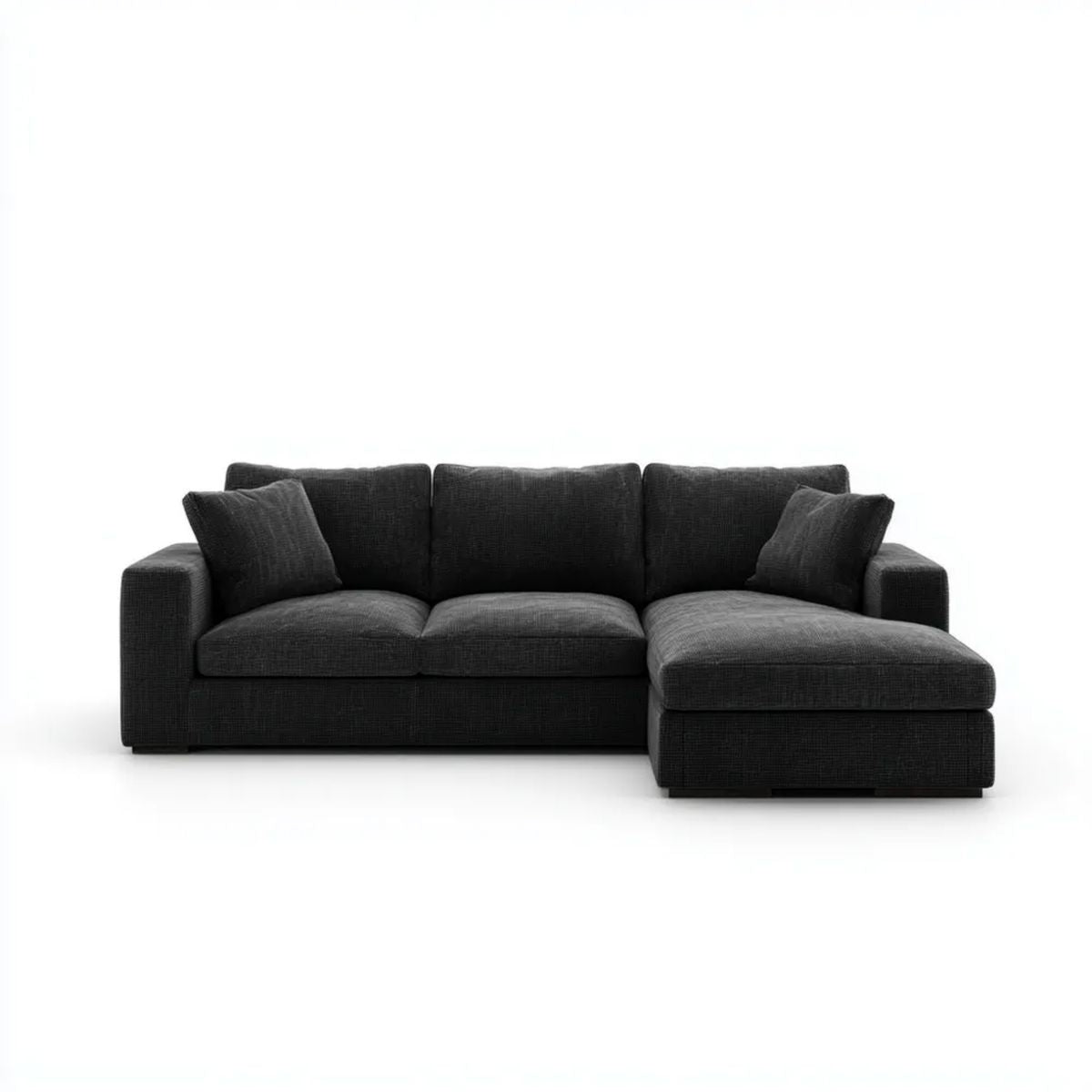 Czarna sofa narożna z szezlongiem z poliestru 250 x 160 x 85 cm, prawostronna