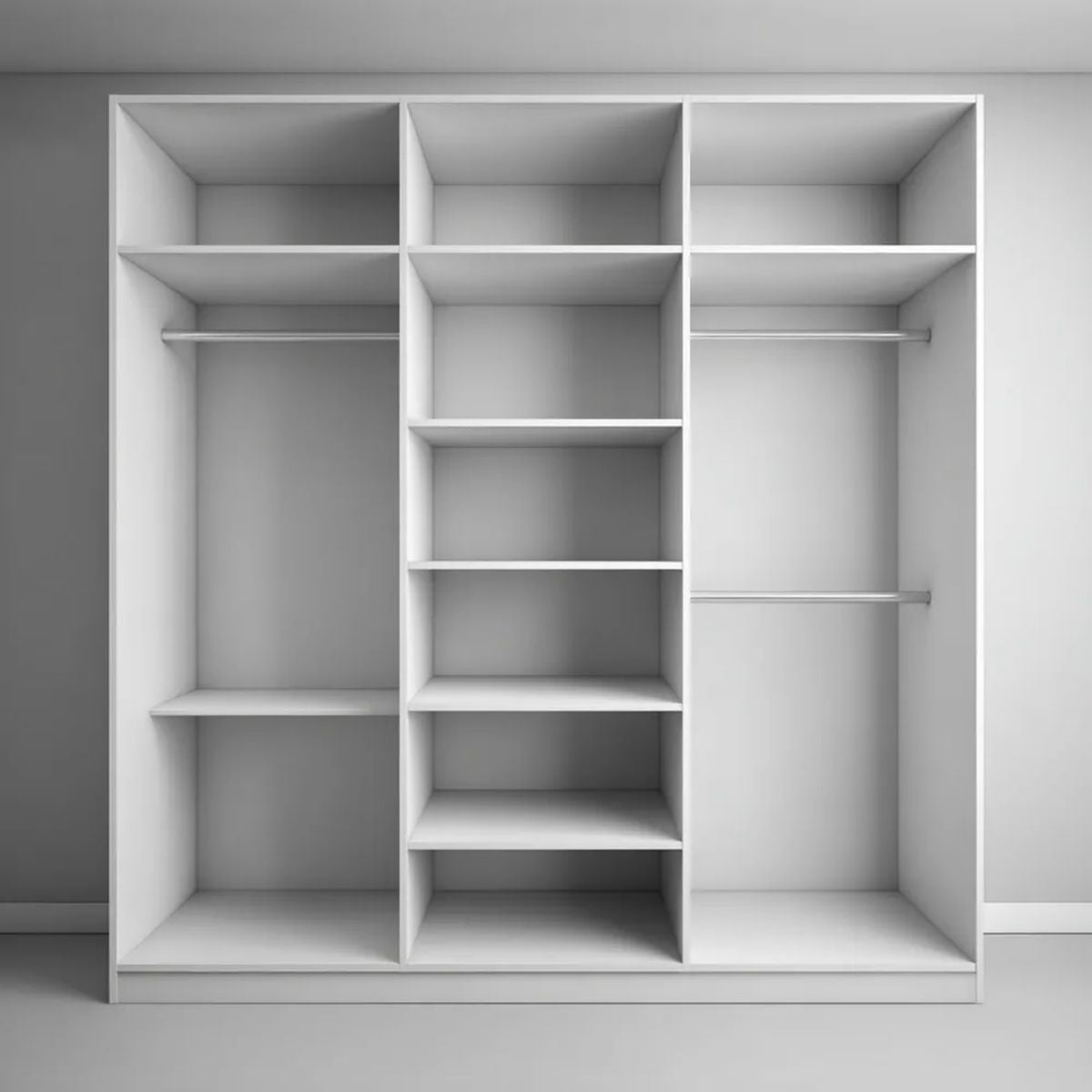 Otwarta szafa garderobiana z płyty wiórowej laminowanej, biała, 180 × 60 × 200 cm