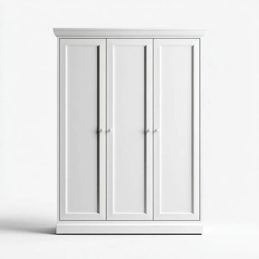 Biała szafa trzydrzwiowa z płyty MDF 150 × 60 × 200 cm